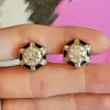 5.5ctw Round Cut Hexagon Enamel Vintage Stud Earrings