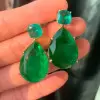 32ctw Huge Pear Cut Emerald Classic Drop Earrings