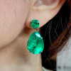 32ctw Huge Pear Cut Emerald Classic Drop Earrings