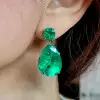 32ctw Huge Pear Cut Emerald Classic Drop Earrings