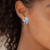 16ctw Emerald Cut Aquamarine Flower Cluster Stud Earrings