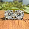 11ctw Portuguese Round Cut Side-paved Classic Stud Earrings