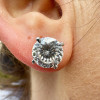 11ctw Portuguese Round Cut Side-paved Classic Stud Earrings