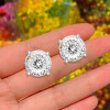 11ctw Portuguese Round Cut Side-paved Classic Stud Earrings
