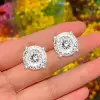 11ctw Portuguese Round Cut Side-paved Classic Stud Earrings