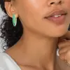 16ctw Emerald and White Sapphire Tulip Hoop Earrings