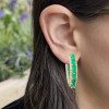 16ctw Emerald and White Sapphire Tulip Hoop Earrings