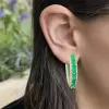 16ctw Emerald and White Sapphire Tulip Hoop Earrings
