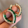 16ctw Emerald and White Sapphire Tulip Hoop Earrings