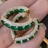16ctw Emerald and White Sapphire Tulip Hoop Earrings