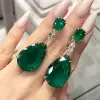 32ctw Pear Cut Emerald Classic Drop Earrings