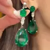 32ctw Pear Cut Emerald Classic Drop Earrings