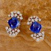 8ctw Cushion Cut Blue Sapphire Clustered Huggie Earrings
