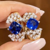 8ctw Cushion Cut Blue Sapphire Clustered Huggie Earrings