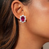 12ctw Oval Cut Ruby Halo Classic Stud Earrings