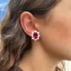 12ctw Oval Cut Ruby Halo Classic Stud Earrings