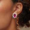 12ctw Oval Cut Ruby Halo Classic Stud Earrings