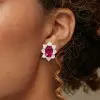 12ctw Oval Cut Ruby Halo Classic Stud Earrings