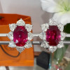 12ctw Oval Cut Ruby Halo Classic Stud Earrings