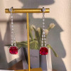 18ctw Cushion Cut Ruby Drop Earrings