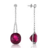 18ctw Cushion Cut Ruby Drop Earrings