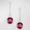 18ctw Cushion Cut Ruby Drop Earrings