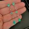 6ctw Pear Cut Emerald Stick Drop Earrings
