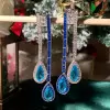 9.5ctw Multicolor Sapphire Art-deco Drop Earrings