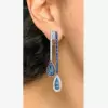 9.5ctw Multicolor Sapphire Art-deco Drop Earrings