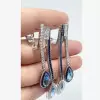 9.5ctw Multicolor Sapphire Art-deco Drop Earrings
