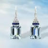 25ctw Emerald Cut Aquamarine Art-deco Drop Earrings