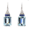 25ctw Emerald Cut Aquamarine Art-deco Drop Earrings