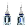 25ctw Emerald Cut Aquamarine Art-deco Drop Earrings