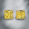 16ctw Cushion Cut Yellow Sapphire Stud Earrings