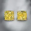 16ctw Cushion Cut Yellow Sapphire Stud Earrings