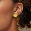 16ctw Cushion Cut Yellow Sapphire Stud Earrings
