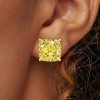 16ctw Cushion Cut Yellow Sapphire Stud Earrings