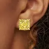 16ctw Cushion Cut Yellow Sapphire Stud Earrings