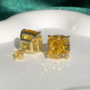 16ctw Cushion Cut Yellow Sapphire Stud Earrings