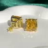 16ctw Cushion Cut Yellow Sapphire Stud Earrings