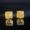 16ctw Cushion Cut Yellow Sapphire Stud Earrings