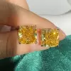 16ctw Cushion Cut Yellow Sapphire Stud Earrings