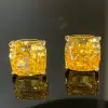 16ctw Cushion Cut Yellow Sapphire Stud Earrings