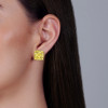 16ctw Cushion Cut Yellow Sapphire Stud Earrings