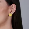 16ctw Cushion Cut Yellow Sapphire Stud Earrings