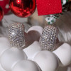 3ctw White Sapphrie Paved Classic Wide Huggie Earrings