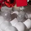 3ctw White Sapphrie Paved Classic Wide Huggie Earrings