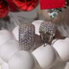 3ctw White Sapphrie Paved Classic Wide Huggie Earrings