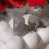 3ctw White Sapphrie Paved Classic Wide Huggie Earrings
