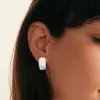 3ctw White Sapphrie Paved Classic Wide Huggie Earrings